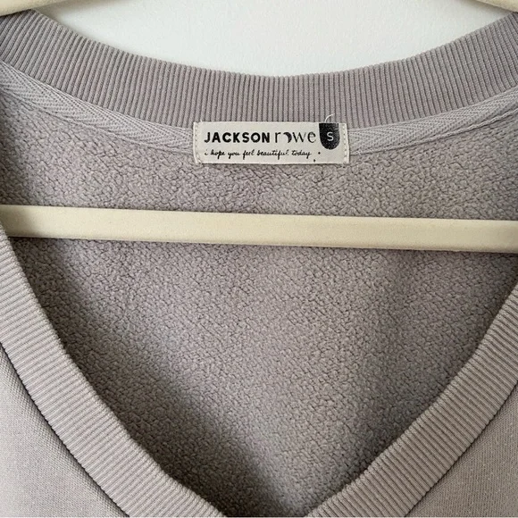 Jackson Rowe Relaxed V-Neck Sweater in Taupe - Picture 7 of 10